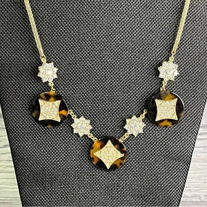 Fashion Costume Tortoise Shell Rhinestone Necklace